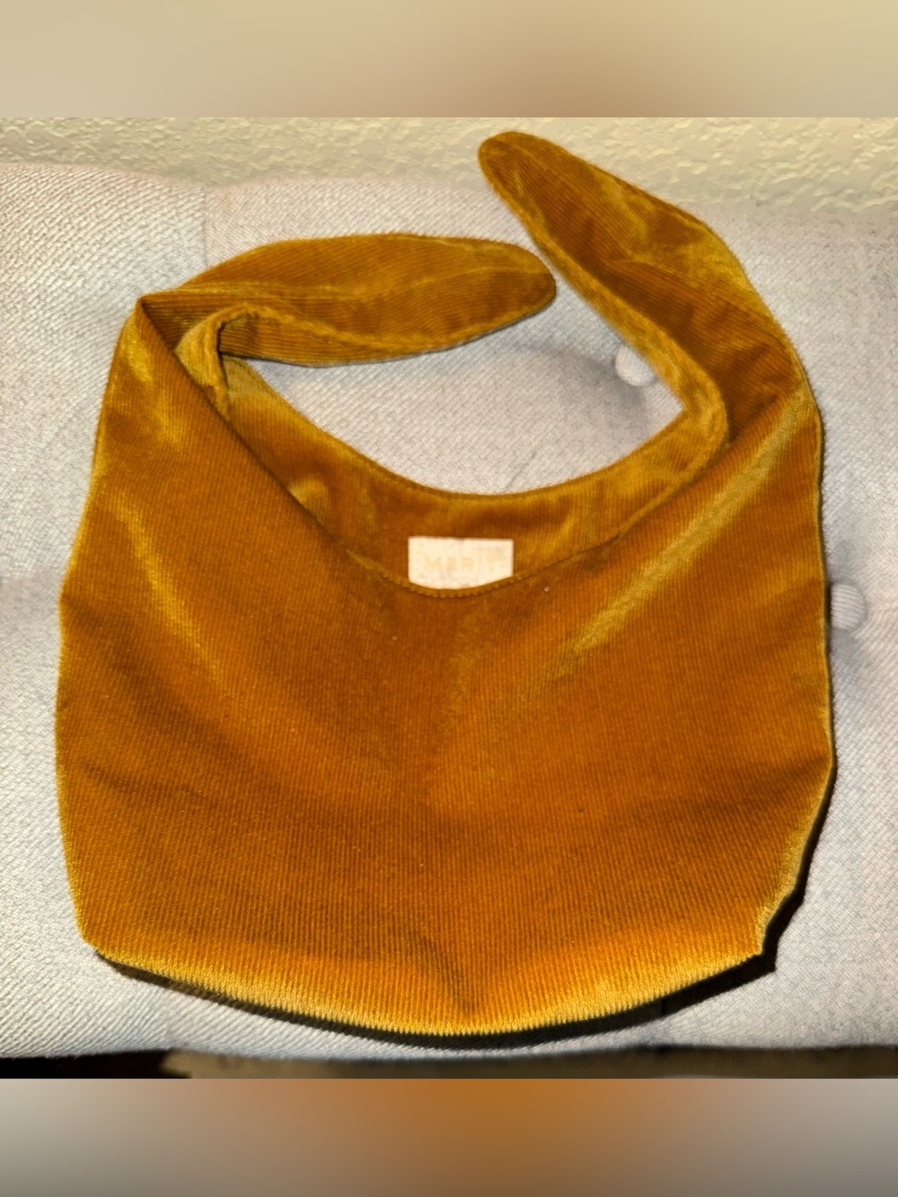 Merit Beauty Brown Corduroy Bag Tie Top Pouch